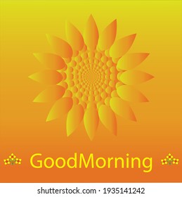 Good morning floral pattern on orange color background with text