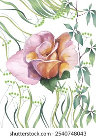 Good morning greeting card with flowers. Vector illustration in watercolor style. Can be used as a card, cover background or web message.
