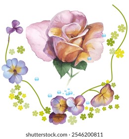 Good morning greeting card with flowers. Vector illustration in watercolor style. Can be used as a card, cover background or web message.