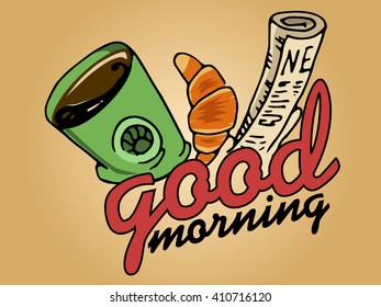 Good morning greeting card. Vector stock illustration
