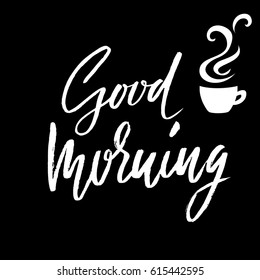 Good morning. Hand drawn lettering text. Handwritten calligraphy. Vector illustration.