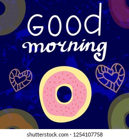 Good morning hand write sketch vector. Calligraphy illustration. Doodle breakfast menu.