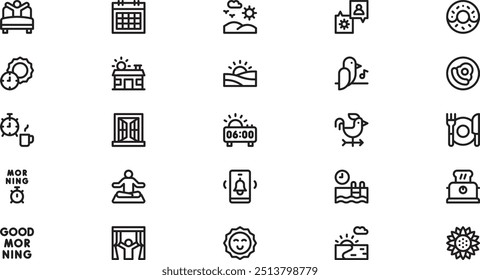 Iconos de los buenos días Colección de iconos vectoriales de alta calidad con trazo editable. Ideal para Profesional y Proyectos Creativos.