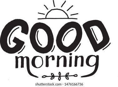 Good morning lettering composition with sun