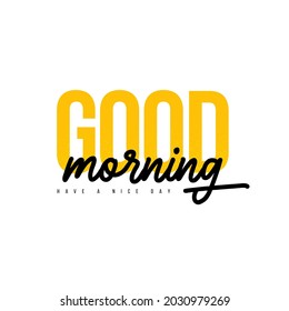 Good morning lettering phrase. Vector modern line calligraphy. Black paint lettering. Ink illustration isolated on white background. Quote for postcard, greeting card, t shirt print.