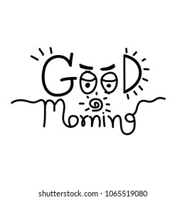Good Morning lettering text with eye emoticon face