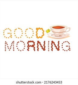 good morning, Good Morning lettering text, god morning with coffee, cookies breakfast, goodmorning colorful text 
