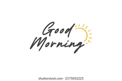 Good morning lettering text.  Vector line calligraphy.