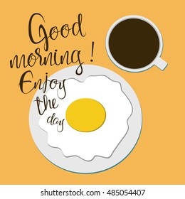  good morning lettering vector background graphic coffee omelet design poster banner calligraphy label postcard pattern flayer illustration, vector background graphic decorative