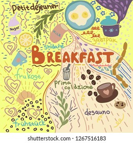 Good morning. like breakfast in different countries of the world vector background