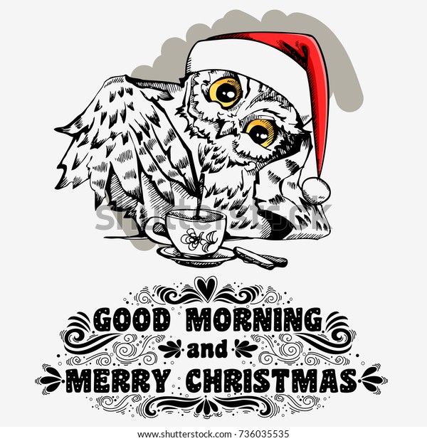 Good Morning Merry Christmas Hand Drawn Royalty Free Stock Image