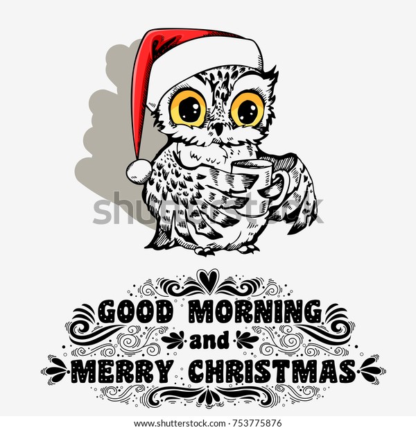 Good Morning Merry Christmas Hand Drawn Royalty Free Stock Image