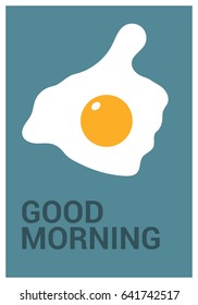 Good morning  - minimal poster design. Scrambled eggs in thumb up form. Vector illustration