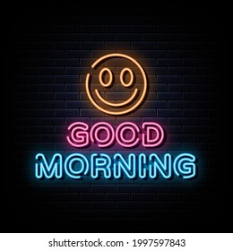 Good morning neon sign vector. sign symbol