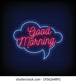 Good Morning Neon Signs Style Text Vector