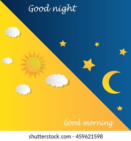 Good Morning Good Night Day Sleeping Stock Vector (Royalty Free ...