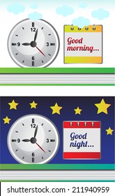 Good morning, Good night - Two types of vector illustration