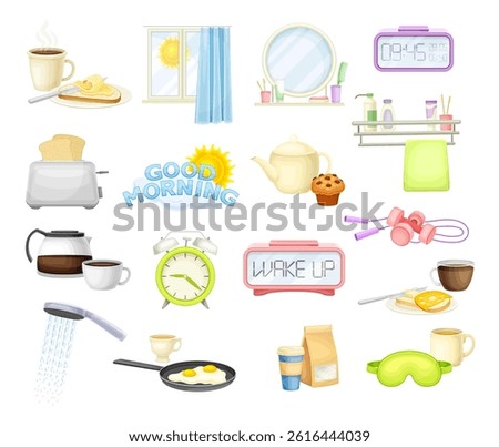 Good Morning Object and Different Wakeup Element Vector Set