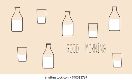 Good morning object milk background. vector