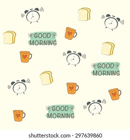 Good morning object seamless background. vector design illustration.