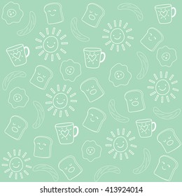 Good morning object seamless background doodle vector design illustration.