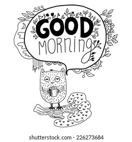 Good Morning Owl Vector Illustration