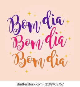 Guten Morgen Phrase in brasilianischem Portugiesisch. Übersetzung - Guten Morgen, guten Morgen, guten Morgen.