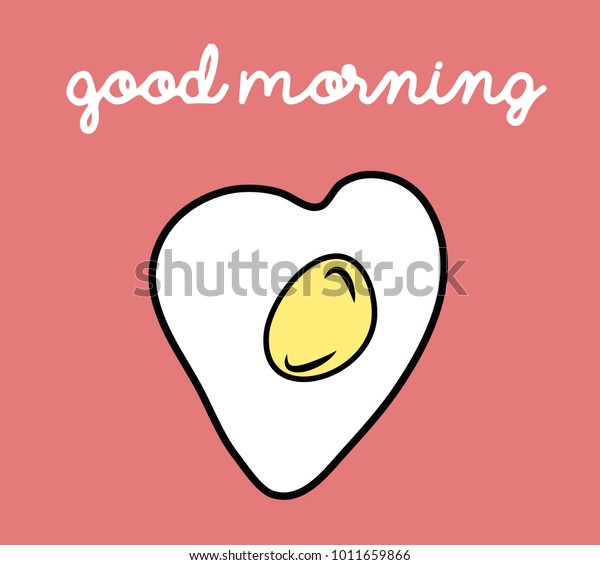 Good Morning Postcard Scrambler Egg Heart Stock Vector Royalty