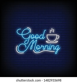 Good Morning for poster in neon style. Good Morning Neon signs. greeting card, invitation card, light banner, posters, flyer