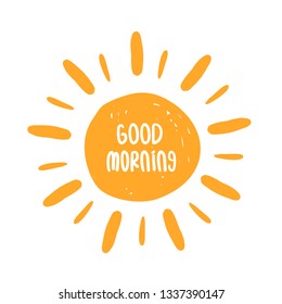 Good morning poster with sun. Good start of the day concept on white background. Minimal concept