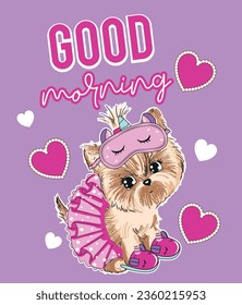 GOOD MORNING PUPPY CUTE GIRL LOVE