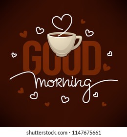 Good Morning Quote for you social media accaunt with image of coffee cup and lettering composition