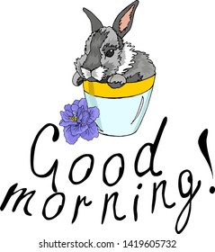 Good morning rabbit design element vector