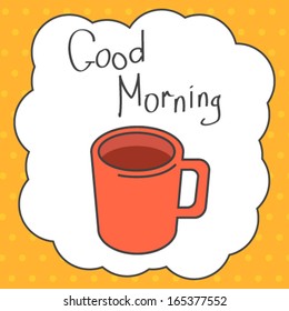 Good morning. Red cup. Vector illustration