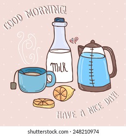 Good morning - simple tea vector illustration