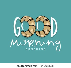 Good morning slogan text. Sleep, pajama concept drawing. Vector illustration design for fashion graphics, t shirt prints, posters.