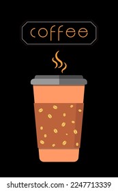 Good Morning. Start with coffee. Hand written lettering quote. Black color vector illustration. Isolated on white background. Design for banner, poster, card and print. Vector illustration. Vector