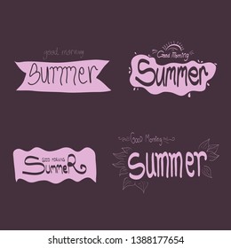 good morning summer lettering set illustration vector