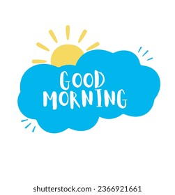 ilustración de buen sol matutino y vector de nube