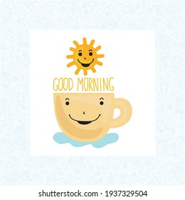 Good morning sun and cup. Vector illustration