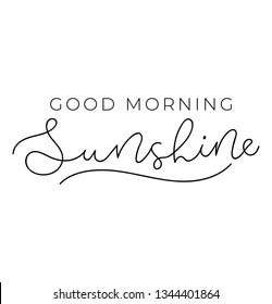 Good morning sunshine poster or print design with lettering. Cute design for inspirational posters or greeting cards. Vector lettering card.