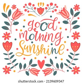 Good Morning Sunshine Text Handwritten Calligraphy Stock Vector ...