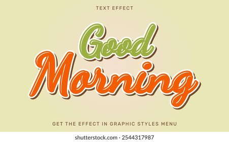 Buenos días Plantilla de efecto de texto en diseño 3D