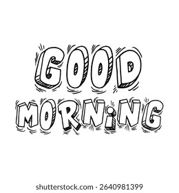 Good Morning Text Vector – Stylish Typography Design, Handwritten Lettering, Positive Quote for Greeting Cards, Posters, Social Media, and Morning Motivational Graphics