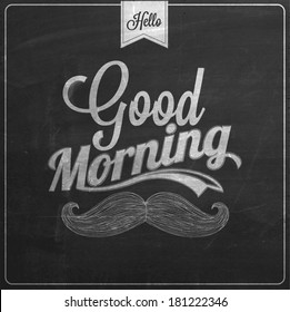 Good Morning Typographical Background On Chalkboard