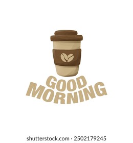 Good morning typography illustration with a cup of coffee