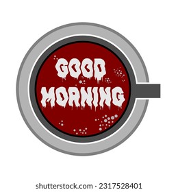"Good morning" typography on a cup of coffee, perfect for printing on t-shirts, jackets, hats, stickers or accessories