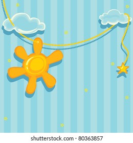 Good morning. Vector background cute sun and clouds.