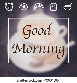 good morning vector blurred background with icons