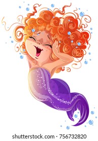 Good morning vector clipart with little cute mermaid girl